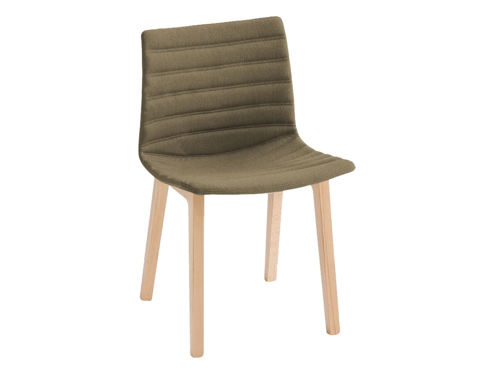 Gaber Kanvas Front 2 Upholstered Chair With Wodden Legs And Green Finish