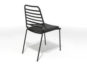 Gaber Link Stackable Outdoor Chair Without Armrests In Black Metal Finish And Upholstered Black Cushion