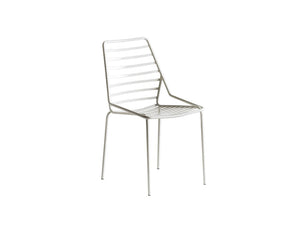 Gaber Link Stackable Outdoor Chair Without Armrests In White Metal Finish