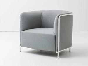 Gaber Place Upholstered Armchair With White Tubular Steel Frame And Gray Finish