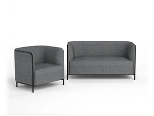 Gaber Place Upholstered Sofa With Black Tubular Steel Frame And Grey Finish