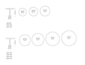 Gaber Saturno Round Table Size Chart