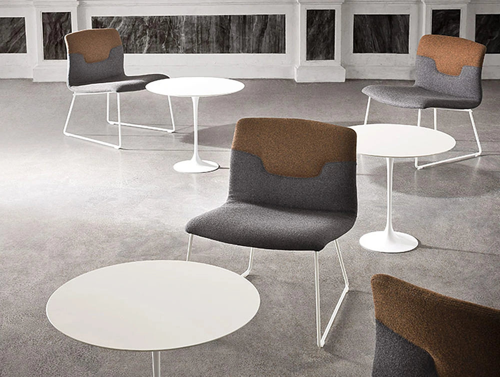 Gaber Saturno Round Table With Trumpet Base In Sitting Area