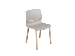 Gaber Slot Stacking Canteen Chair Without Armrests In Beige With Wooden Legs