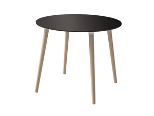 Gaber Stefano Table With Black Tabletop And Natural Wood Finish Legs
