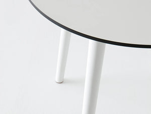 Gaber Stefano Table With Grey Tabletop And White Legs Close View