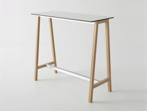 Gaber Step Canteen Table With White Tabletop And Brown Frame