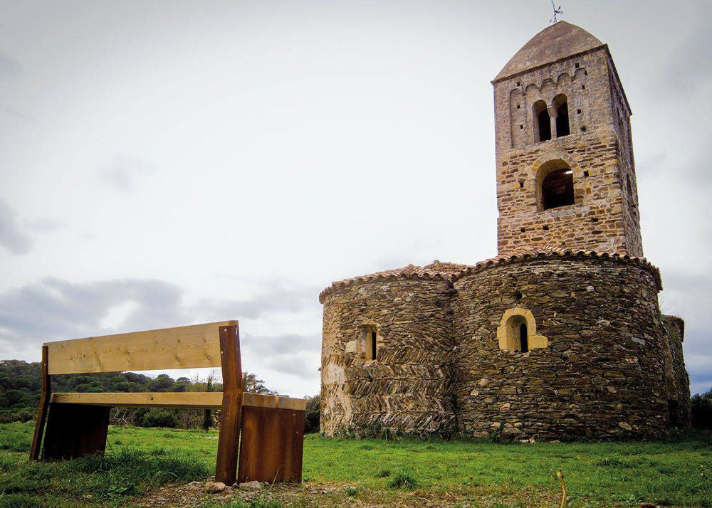 Gavarres Wooden Outdoor Bench in Outdoor Setting 2