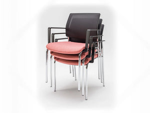 Gaya Mesh Conference Stackable Armchair With Black Back And Chrome Legs