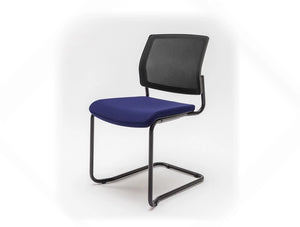 Gaya Mesh Conference Stackable Armchair With Black Legs And Purle Cushion