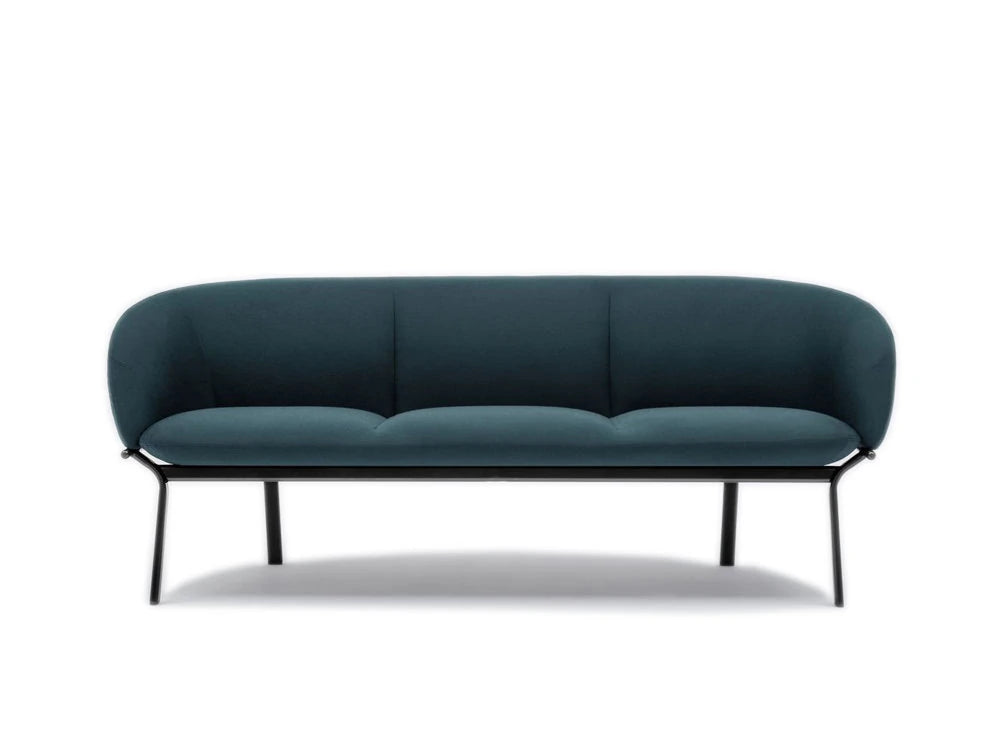 Grace 3 Seater Sofa On 4 Legged Base With Blue Finish And Deep Foamed Cushion