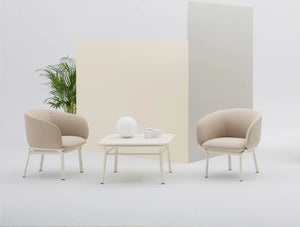 Grace Armchair On 4 Legged Base With Deep Foamed Cushion And White Finish For Reception Areas
