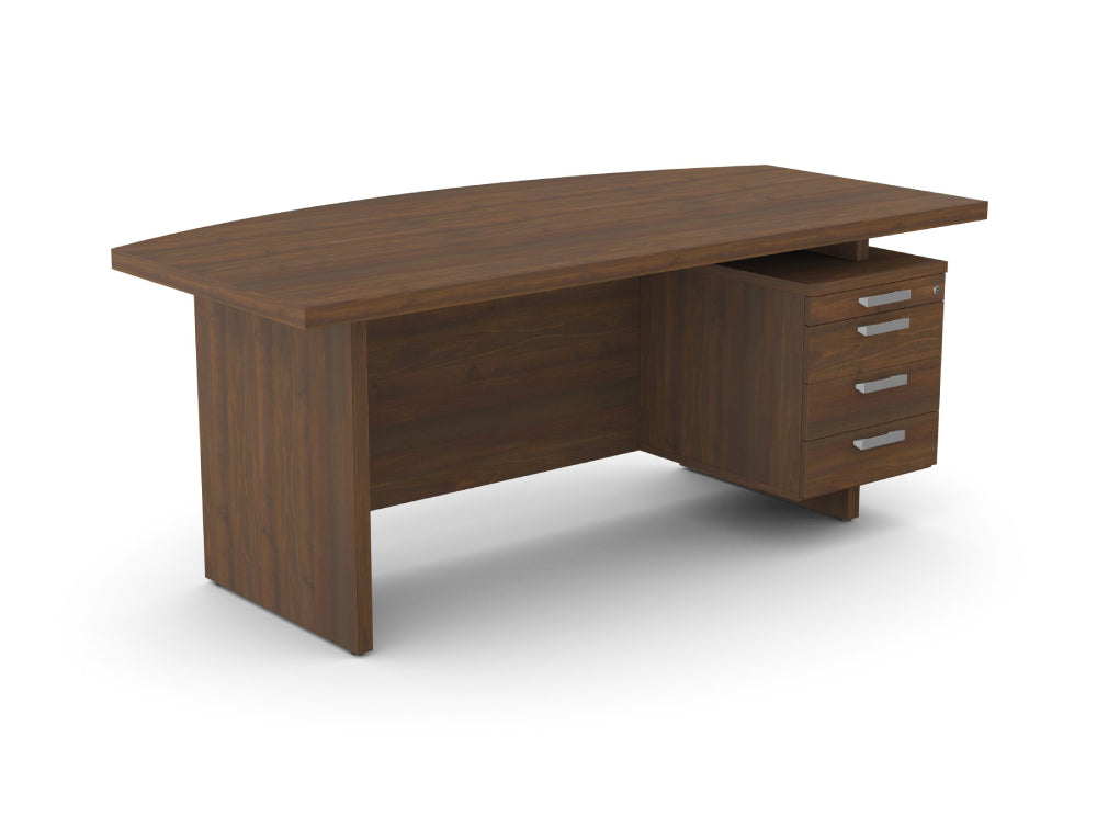 Grand Executive Wooden Desk with Built In Storage in American Walnut Finish