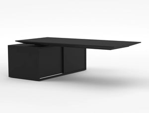 Gravity Sit Stand Executive Desk Graphite Top Graphite Frame Body Left