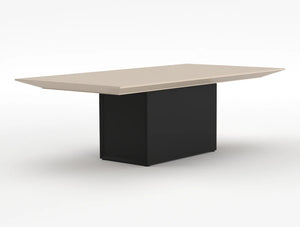 Gravity Sit Stand Executive Meeting Table Elm Top Graphite Frame Body