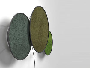 Green Mood Moss Acoustic Circle Wall Hanging Panels With Leds In White Wall