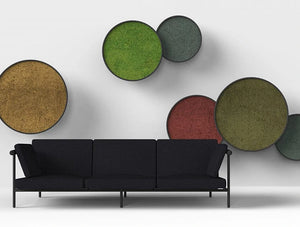 Green Mood Moss Acoustic Circle Wall Hanging Panels With Matte Black Structure And Lichen Moss Filling