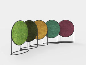 Green Mood Moss Acoustic Circular Free Standing Screen With Matte Black Frame And Lichen Moss Filling In Five Colours