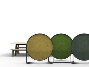 Green Mood Moss Acoustic Circular Free Standing Screen With Matte Black Frame And Lichen Moss Filling