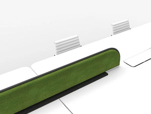 Green Mood Moss Acoustic Desk Screens With Matte Black Structure In White Office Setting Close View