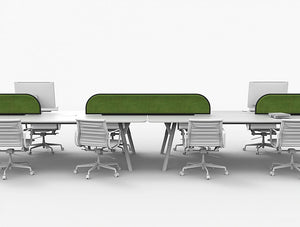 Green Mood Moss Acoustic Desk Screens With Matte Black Structure In White Office Setting