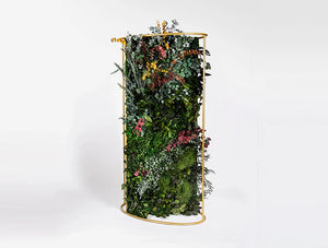 Green Mood Moss Acoustic Room Dividers With Brass Structure And Forest Flower Filling