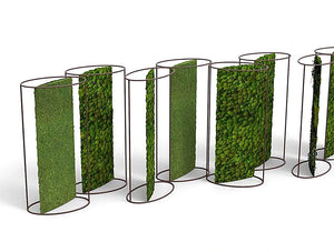 Green Mood Moss Acoustic Room Dividers With Corten Structure And Lichen And Ball Moss Filling