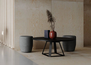 H2 Black Round Table with Grey Pouffe