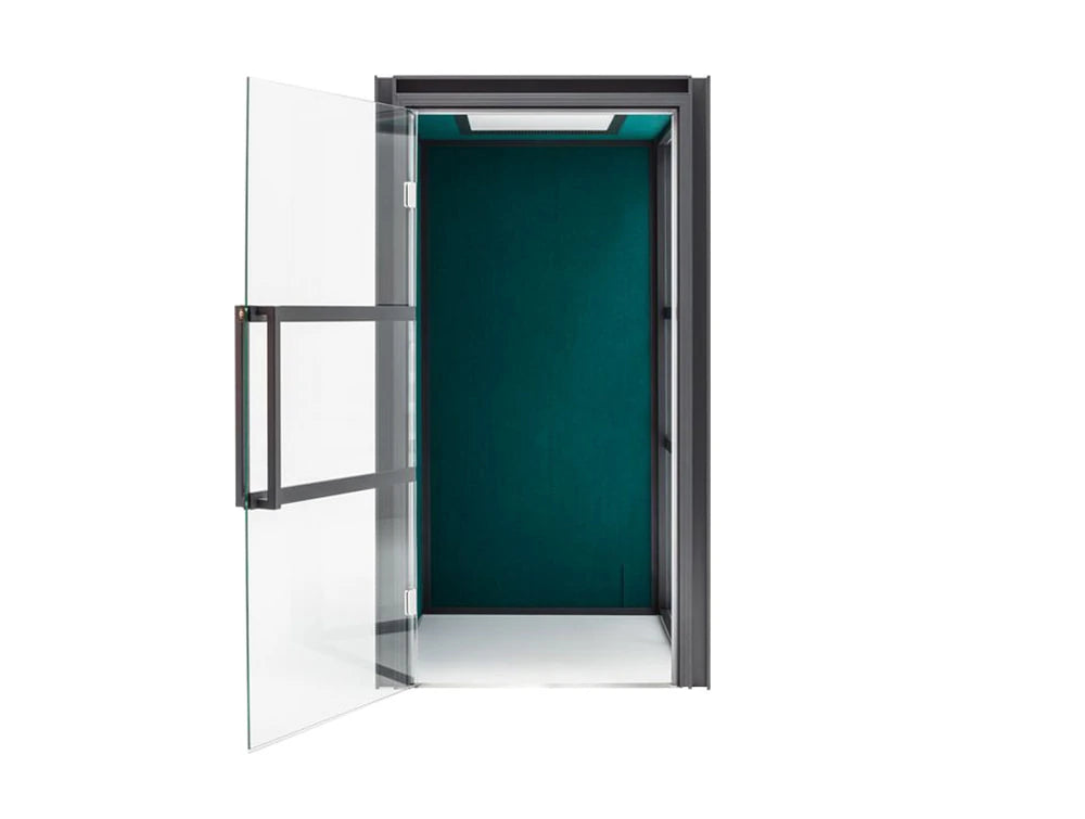 Hako Multipurpose Single Seater Acoustic Booth With Green Interior With Open Doors