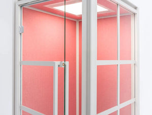 Hako Multipurpose Single Seater Acoustic Booth With Pink Interior Ajar Door