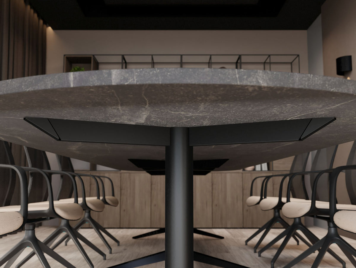 Harmon Dark Marble Table Top with Triple Tubular Steel Frame