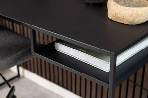 Harry Home Office Desk Matte Black 11 Close Up Detail with Book