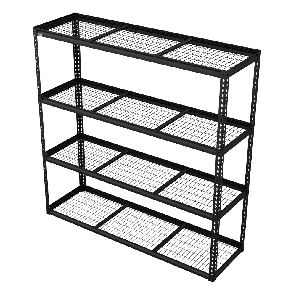 Heavy-Duty Modular Racking Unit with 4 Mesh Shelves 300kg Capacity Per Level 1830mm APMR1 2