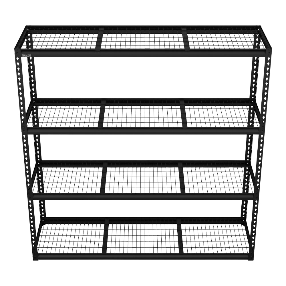 Heavy-Duty Modular Racking Unit with 4 Mesh Shelves 300kg Capacity Per Level 1830mm APMR1 3