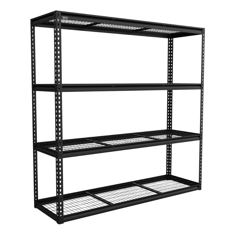 Heavy-Duty Modular Racking Unit with 4 Mesh Shelves 300kg Capacity Per Level 1830mm APMR1 4