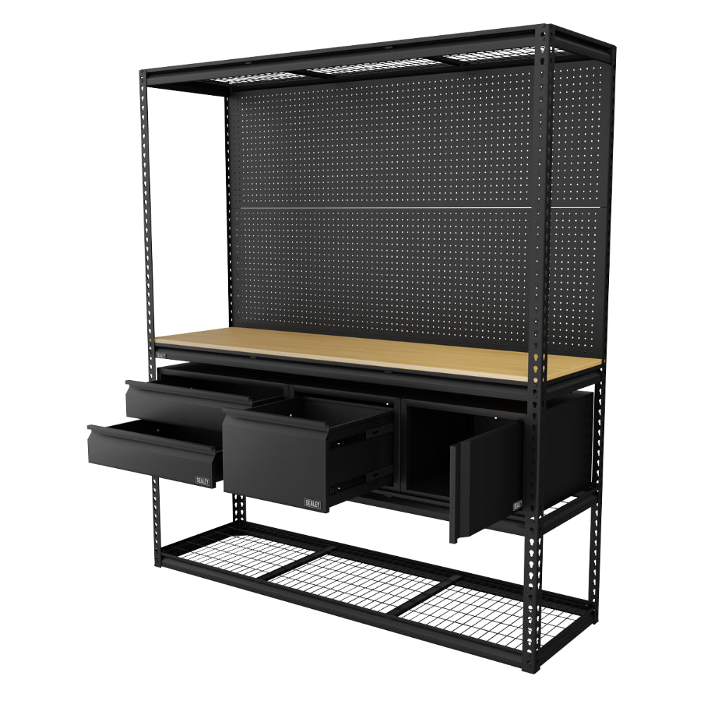 Heavy-Duty Modular Workbench and Racking Kit with 3 Storage Units APMWBCOMBO1 2