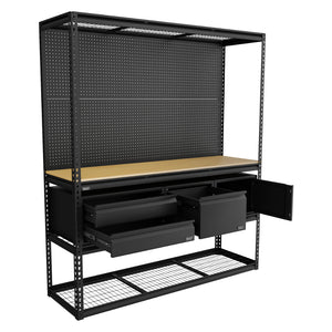 Heavy-Duty Modular Workbench and Racking Kit with 3 Storage Units APMWBCOMBO1 3