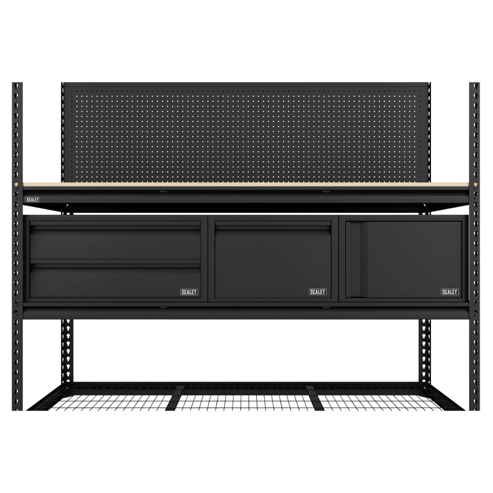 Heavy-Duty Modular Workbench and Racking Kit with 3 Storage Units APMWBCOMBO1 5