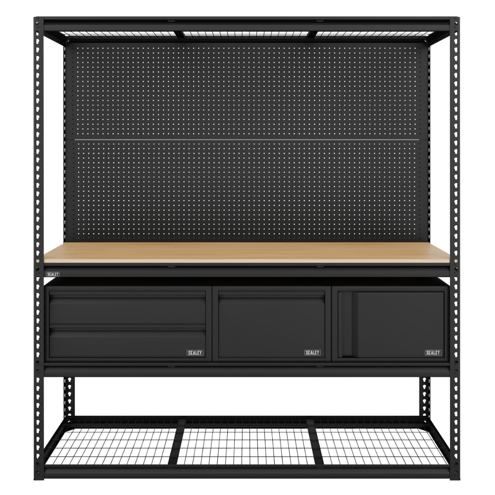 Heavy-Duty Modular Workbench and Racking Kit with 3 Storage Units APMWBCOMBO1 6
