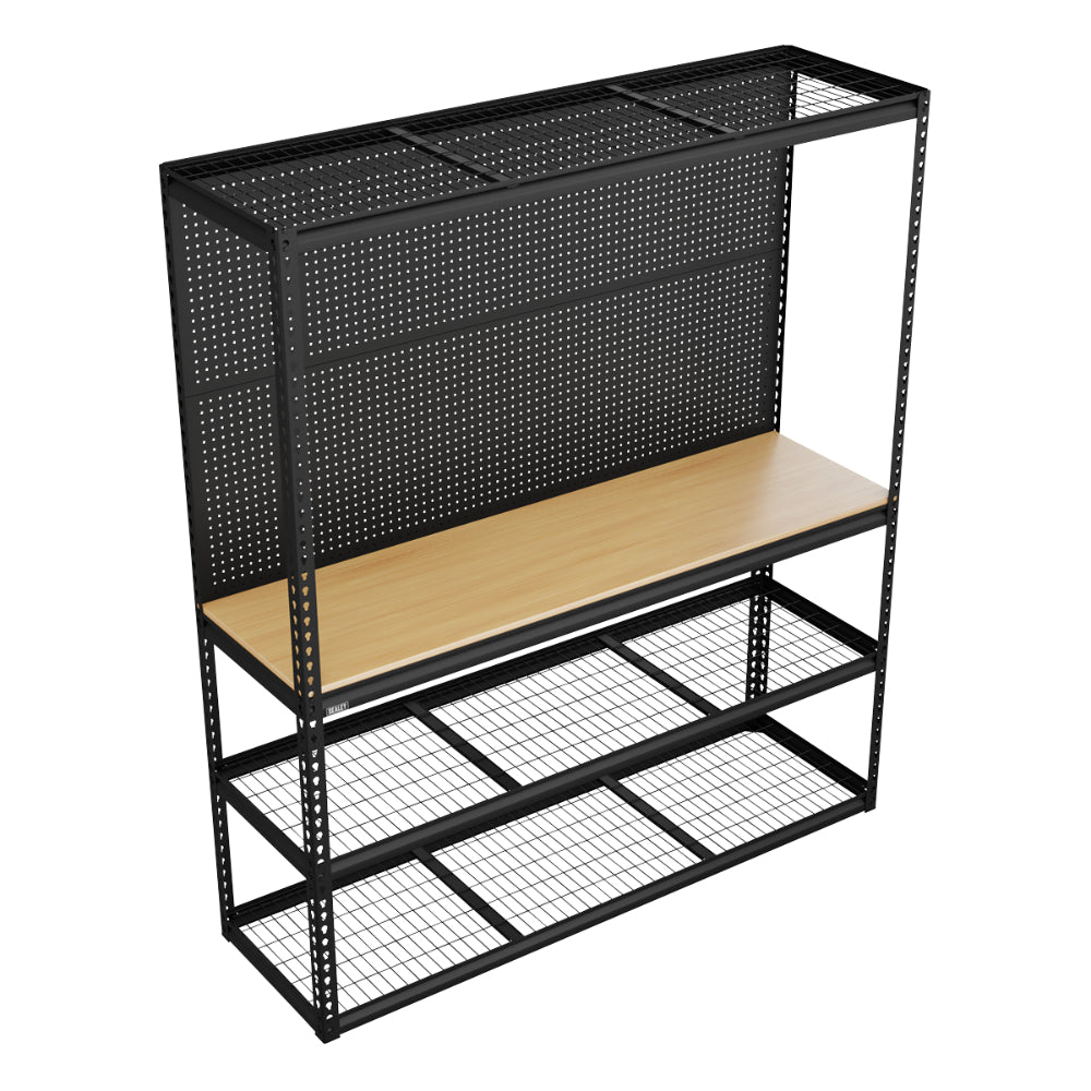 Heavy-Duty Modular Workbench with Racking & Pegboard 1820mm 300kg Capacity Per Level
