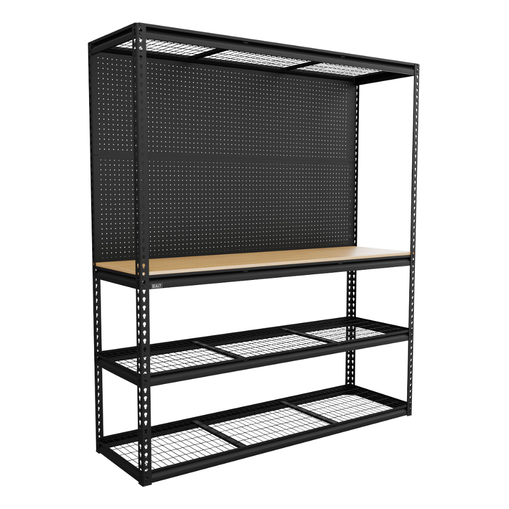 Heavy-Duty Modular Workbench with Racking and Pegboard 1820mm 300kg Capacity Per Level APMWB1 4