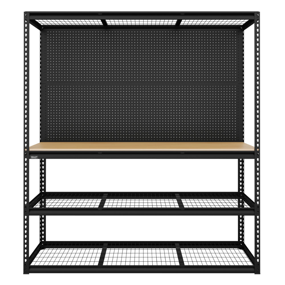 Heavy-Duty Modular Workbench with Racking and Pegboard 1820mm 300kg Capacity Per Level APMWB1 5