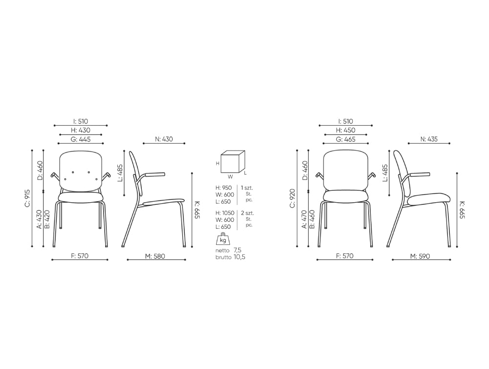 Hens Classroom Chair with Tablet Dimensions
