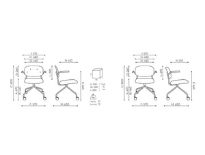 Hens Mobile Office Chair with Low Backrest Dimensions