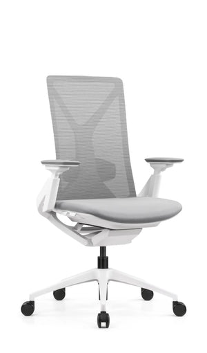 High Back Executive Mesh Task Chair In White Grey