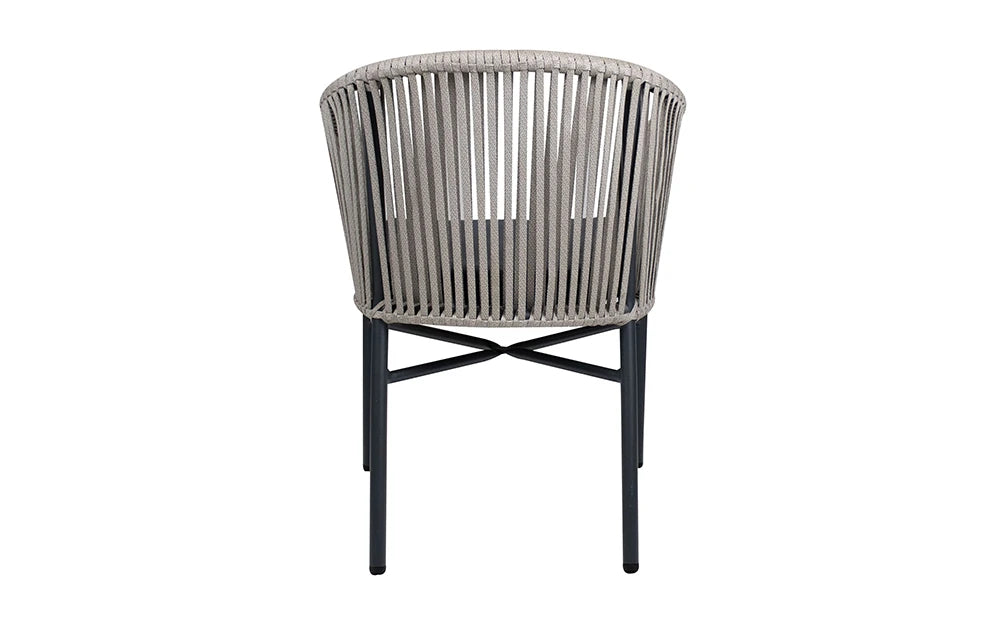 Holt Dark Grey Frame Natural Weave Armchair Back View
