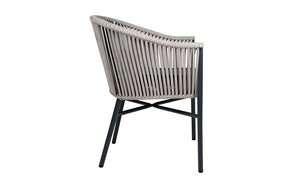 Holt Dark Grey Frame Natural Weave Armchair Side View