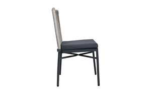 Holt Dark Grey Frame Natural Weave Side Chair Side View