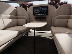 Home Comfy Modular Seating Pod With Double Sofas And Multimedia Mobile Wall