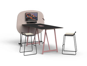 Home Multimedia Mobile Wall For Meeting With High Table Metal Stool And Screen